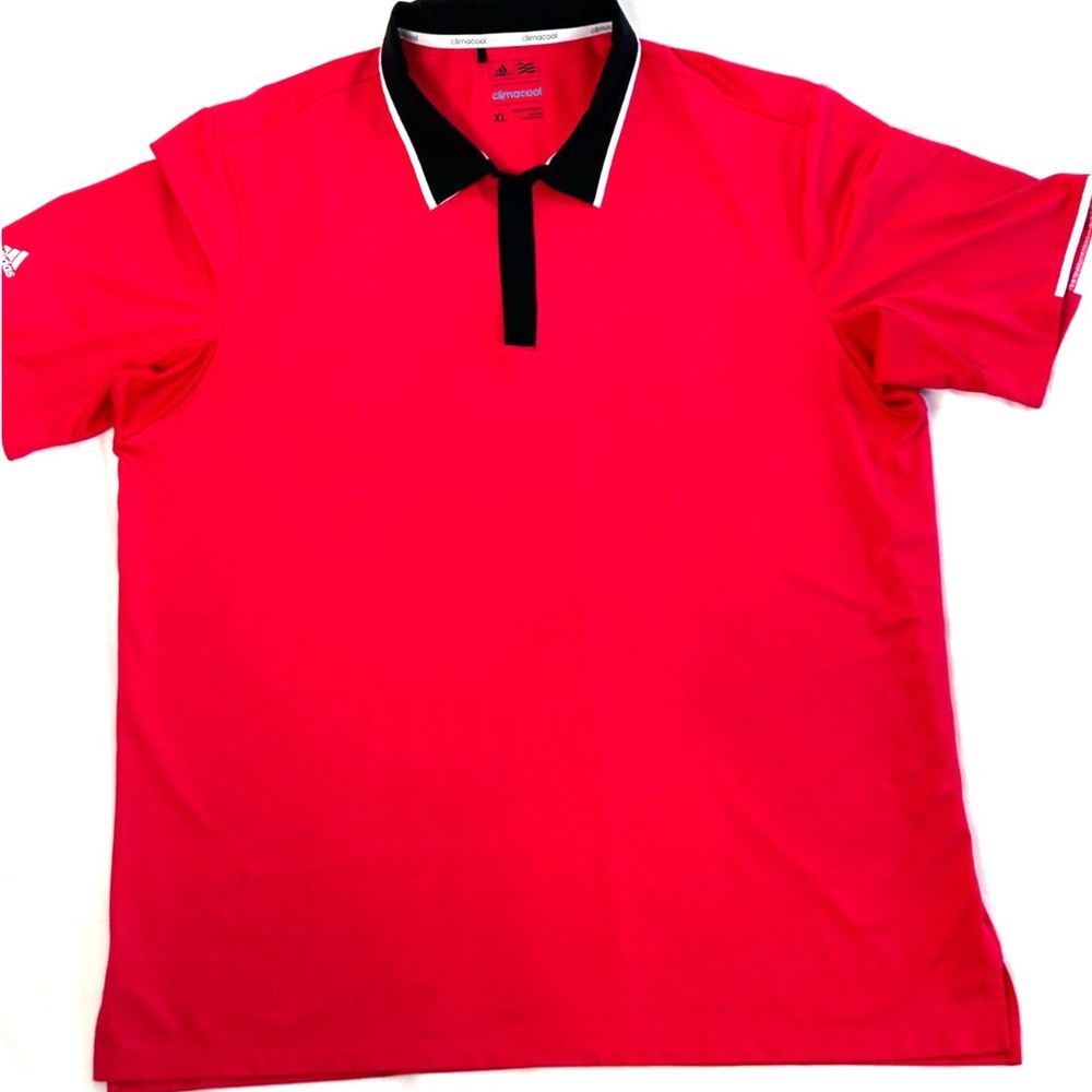 Adidas Climacool Golf Polo Red Mens XL Button Collar